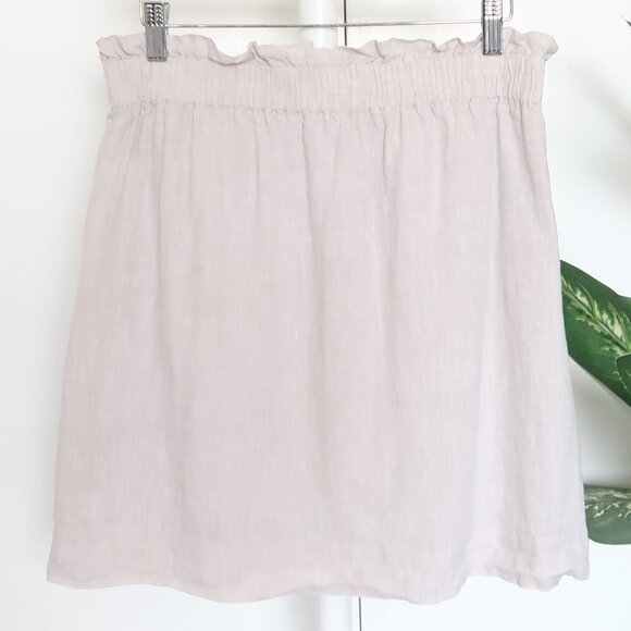 J. Crew Light Grey 100% Linen Paper-bag Mini Summer Skirt Size 8 - Picture 6 of 12